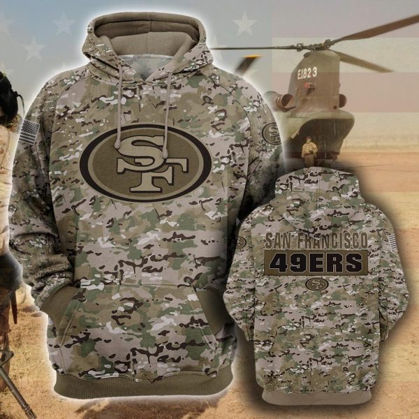 San Francisco 49ers Hoodies and T-Shirts Camo Styles 3D Print V25