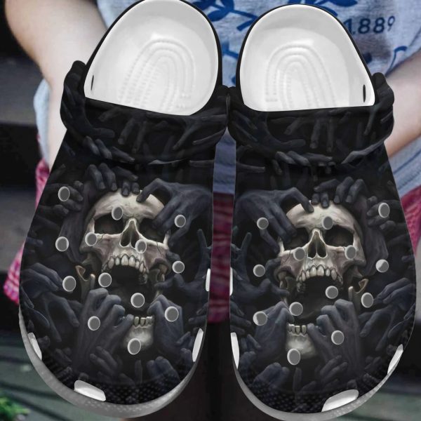 Skull Crocs Dark Skull Graphic Clog Shoes V09