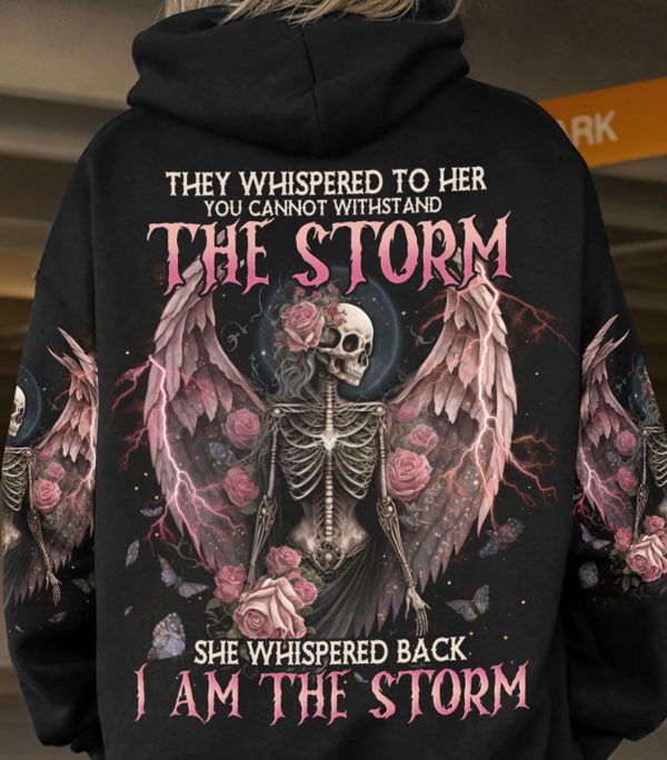 Skull Hoodies I Am The Storm Skeleton Roses Wings T-Shirts V45