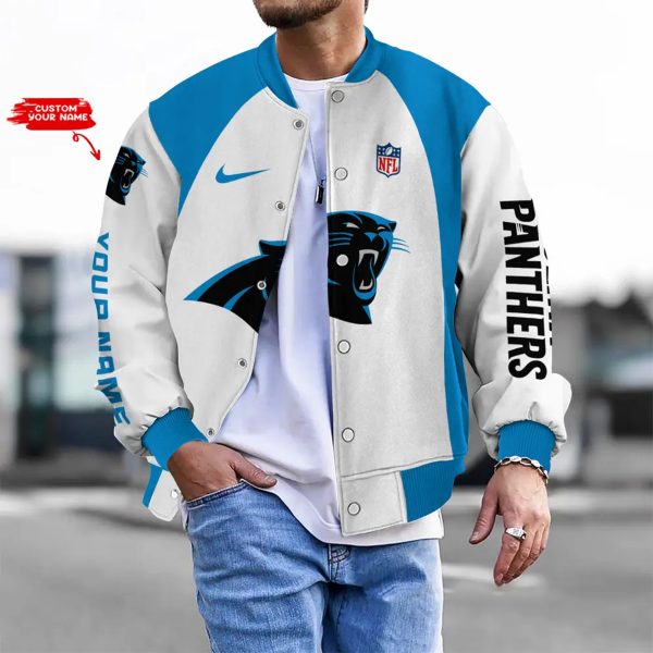 Customize Your Name With Carolina Panthers Button Down Baseball Varsity Bomber Jacket