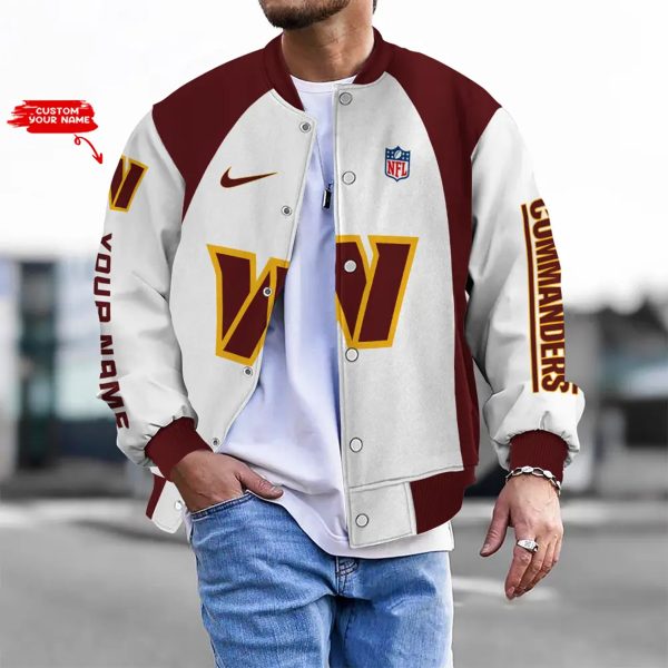 Customize Your Name With Washington Commanders Button Down Baseball Varsity Bomber Jacket