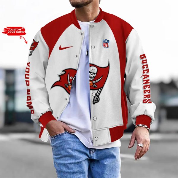 Customize Your Name With Tampa Bay Buccaneers Button Down Baseball Varsity Bomber Jacket