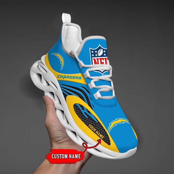 Los Angeles Chargers Custom Name Max Soul Shoes M1