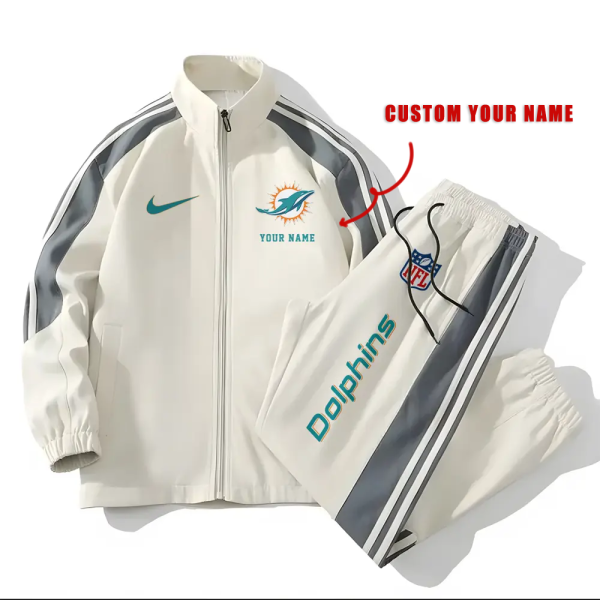 Miami Dolphins Football Unisex Style Versatile Sports Set Jacket And Pants Ver 2