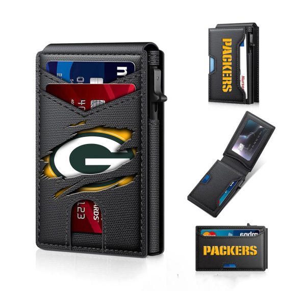 Green Bay Packers – Football RFID Blocking Pop Up Card Holder, Fashion Card Case Wallet