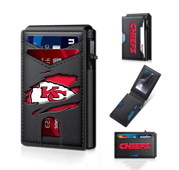 Kansas City Chiefs – Football RFID Blocking Pop Up Card Holder, Fashion Card Case Wallet