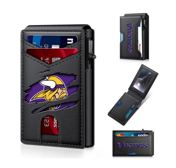 Minnesota Vikings – Football RFID Blocking Pop Up Card Holder, Fashion Card Case Wallet