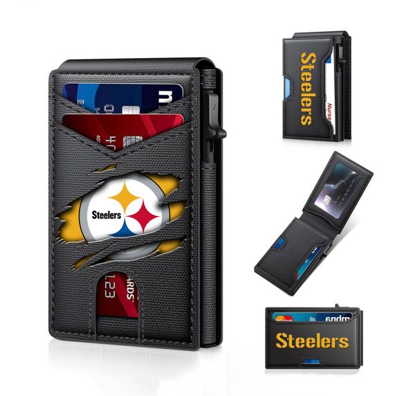 Pittsburgh Steelers – Football RFID Blocking Pop Up Card Holder, Fashion Card Case Wallet