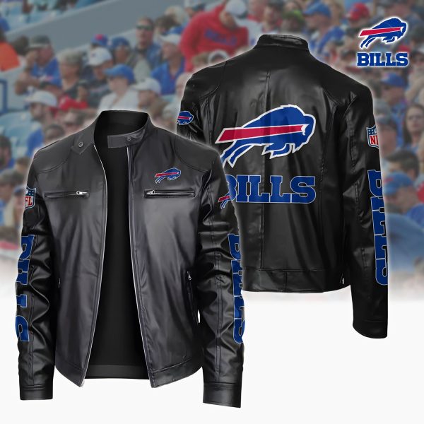 Buffalo Bills Motorcycle Leather Jacket Custom Your Name, Sport Leather Jacket, Fan Gifts