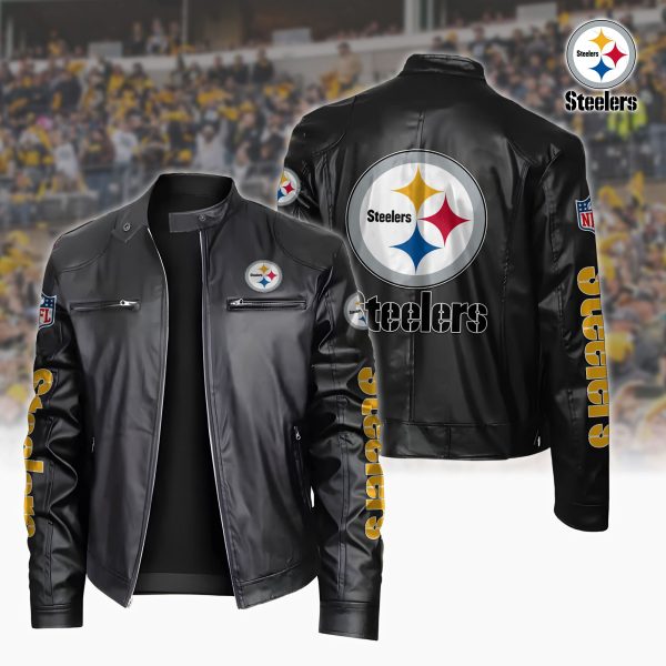 Pittsburgh Steelers Motorcycle Leather Jacket Custom Your Name, Sport Leather Jacket, Fan Gifts