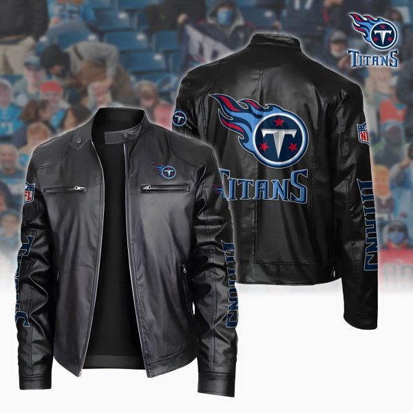 Tennessee Titans Motorcycle Leather Jacket Custom Your Name, Sport Leather Jacket, Fan Gifts