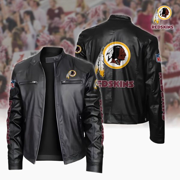 Washington Redskins Motorcycle Leather Jacket Custom Your Name, Sport Leather Jacket, Fan Gifts
