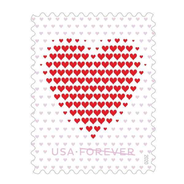 Forever Stamps Made of Hearts 2020 Stamps Coil of 100 PCS/Roll